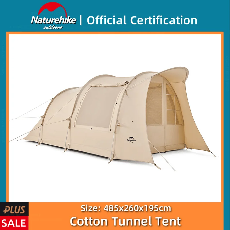 

Naturehike 3-4 Person Cotton Tunnel Tent One Room One Hall Inside Outside Separation Design Outdoor Portable Camping Travel Tent