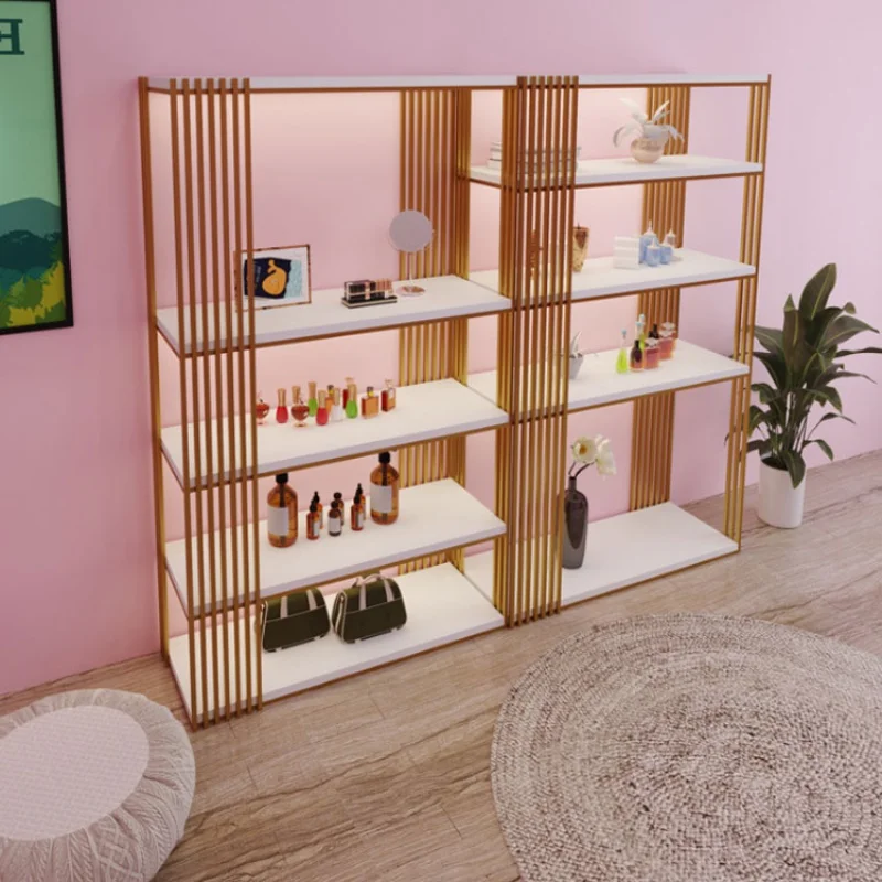 

Custom, Modern Retail Store Fixture Shoe Bag Skincare Beauty Product Display Stand Shelf with Led Light