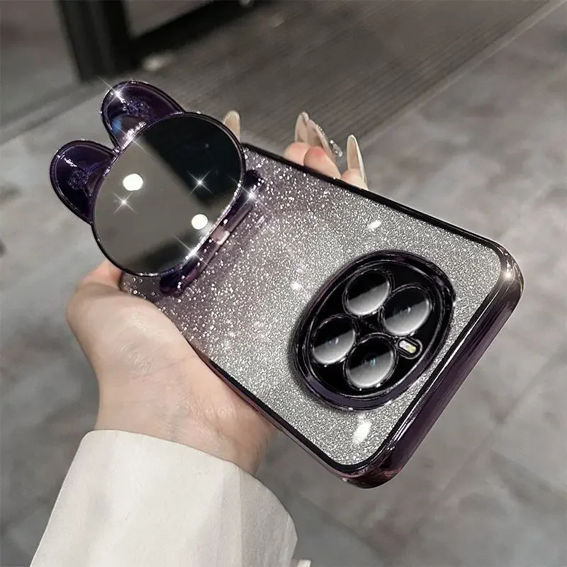 Luxury Cute Rabbit Makeup Mirror Stand Case with Bracelet - Premium Protective Cover
