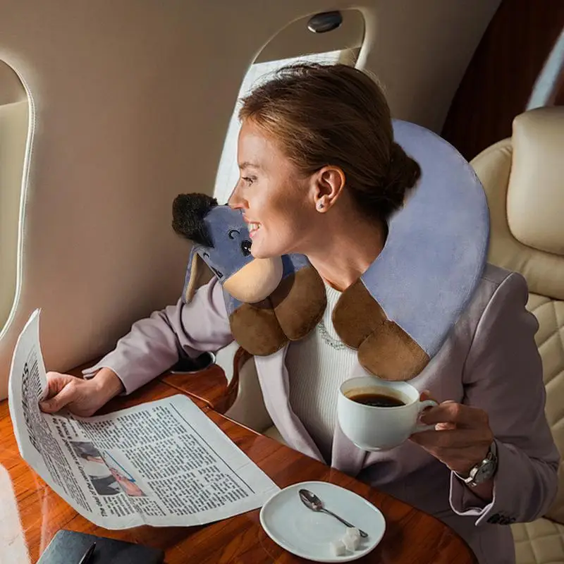 Kids Travel Neck Pillow Cartoon Animal Neck Pillow Soft Travel Pillows for Airplanes Children U-shape Support for