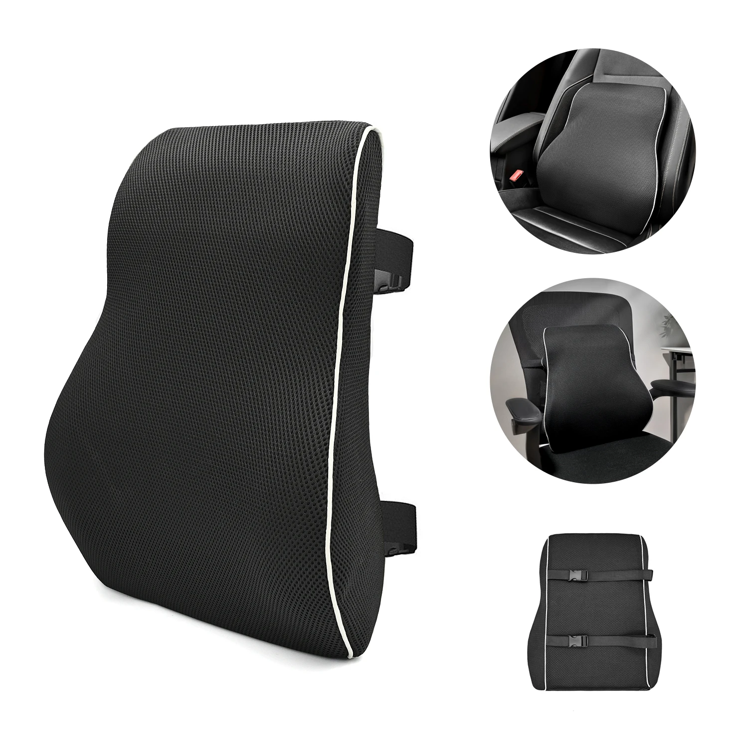 Non-Slip Lumbar Support Pillow Memory Foam Car Seat Waist Cushion For Office Home Car memory foam cushion