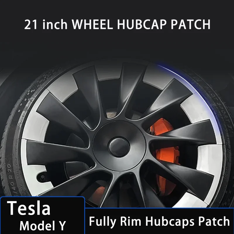 Tesla Model Y Hub Cap Patch 21 Inch Wheel Protectors ABS Car Decals Auto Exterior Accessories 2023 Car Sticker Accessory mud fenders modification for tesla model 3 model y 2017 2023 car exterior accessories abs mudguards 4pcs