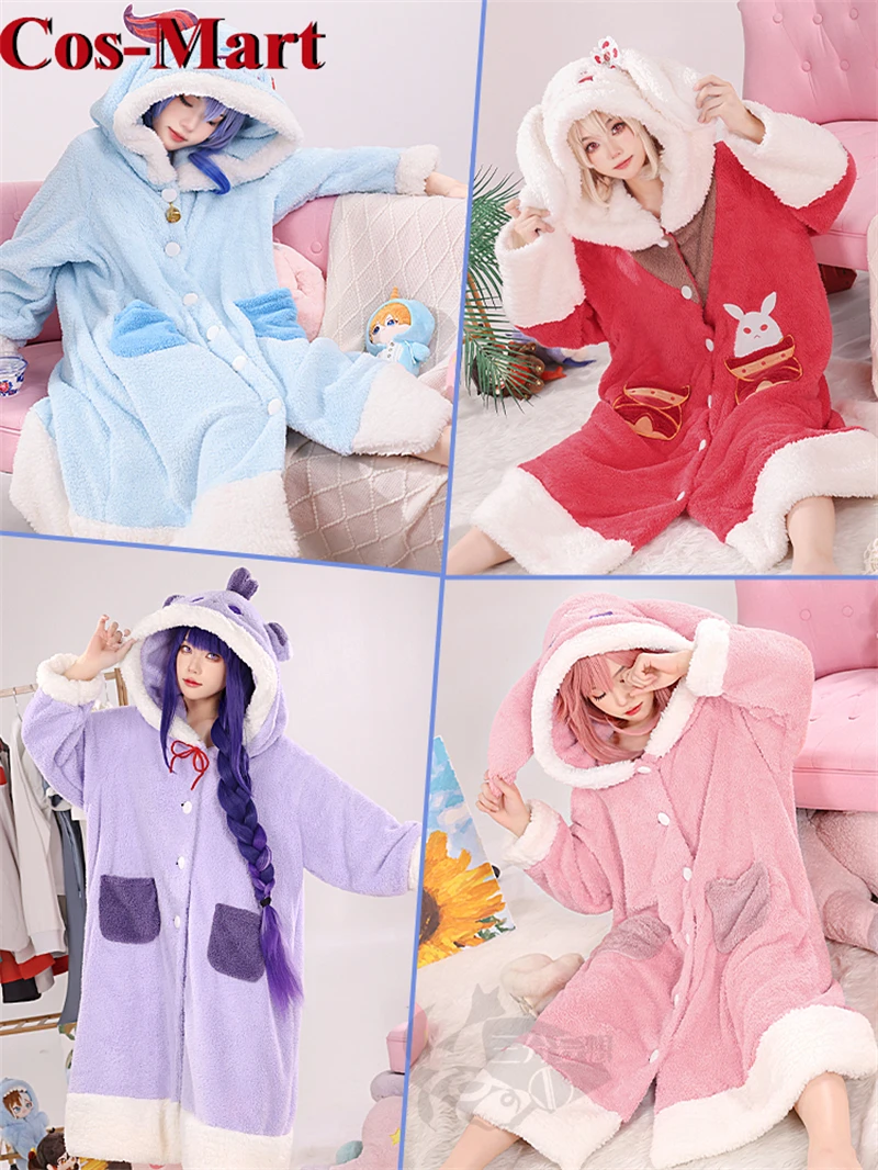 

Cos-Mart Game Genshin Impact Ganyu/Klee/Raiden Shogun/Yae Miko Cosplay Costume Sweet Kawaii Pyjamas Plush Night-Robe Daily Wear