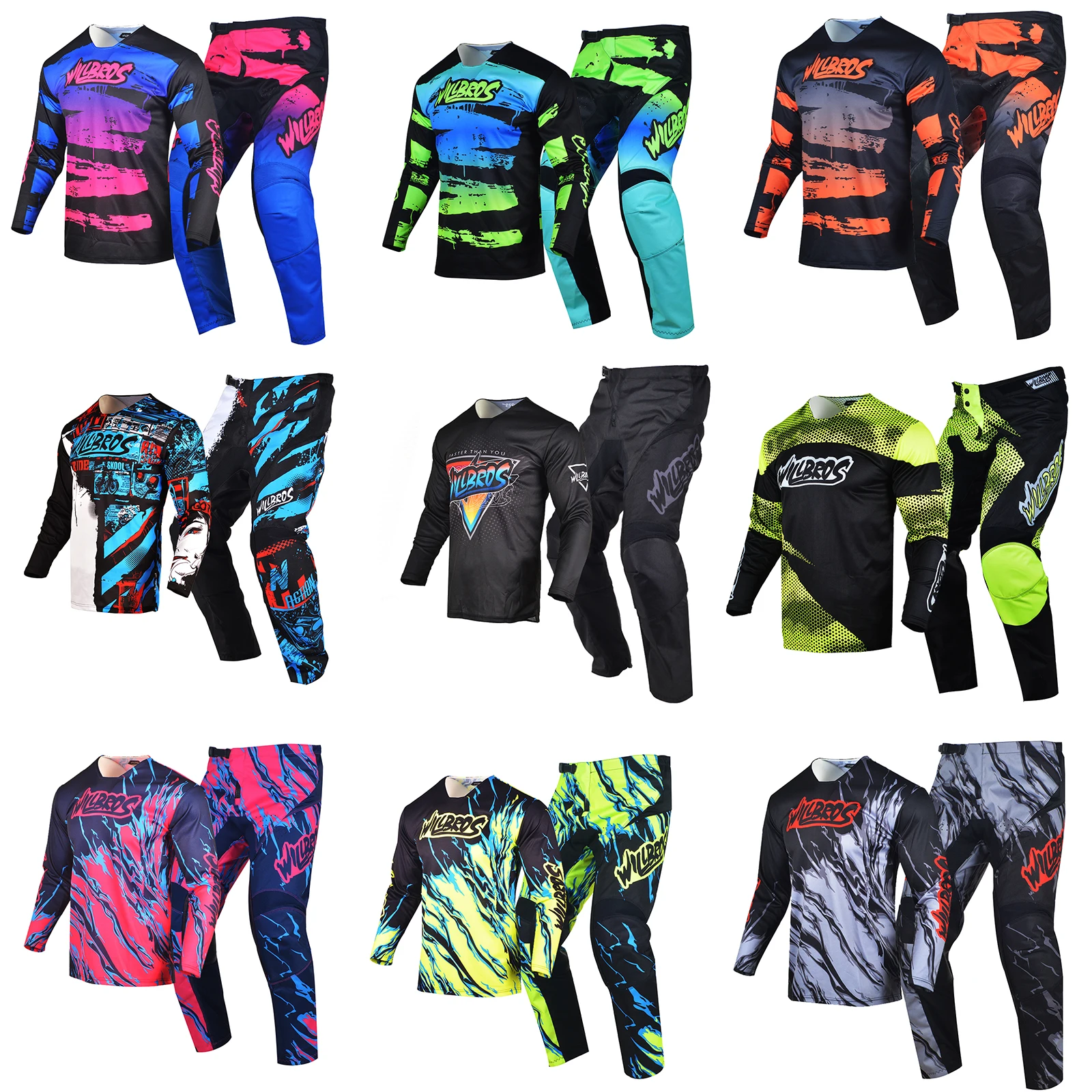 Motocross Gear Set Willbros MX Set Motocross Jersey and Pants Combo Men's Women's Racing Suit Motorcycle MTB BMX Enduro Dirt Bike Downhill Riding