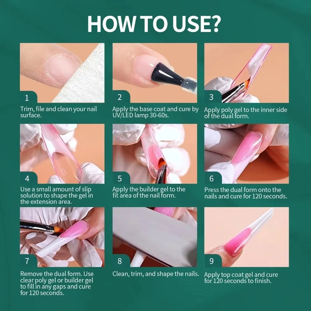 150pcs Coffin Shape Sandwich Nail Forms Natural Clear No-Trace Double-Sided Fake Nails Almond Shape with Auxiliary Line