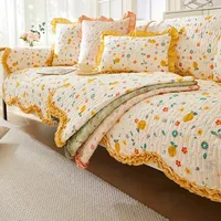 Korean Style Floral Sofa Cushion Sofa Cover Slip Resistant Slipcover Seat Sofa Towel Dust Cover Towel Couches for Living Room 1
