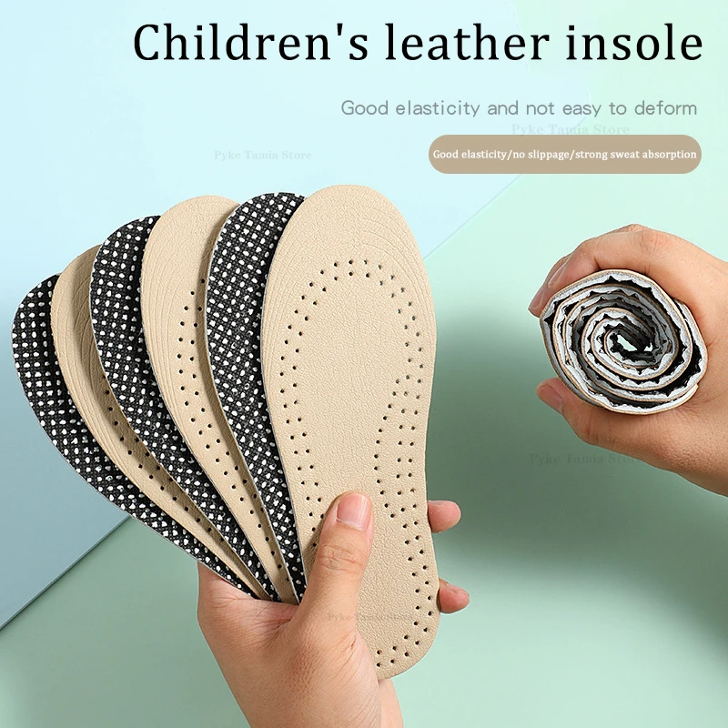 Kid Insole Kid Leather Soft Insole Children's Sneaker Shoes Pads Women's Sweat Absorbent Breathable Deodorant Feet Care Cushion Inserts