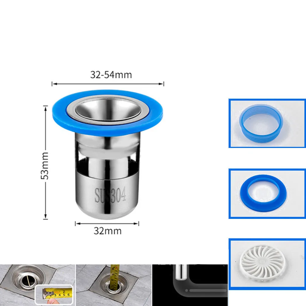 Sealed Cover Floor Drain Core 304 Stainless Steel Anti-rust Bathroom Floor Drain Deodorant Cover Double Drainage 304 stainless steel floor drain core deodorant bathroom bathroom sealing silicone deodorant core hardware accessories