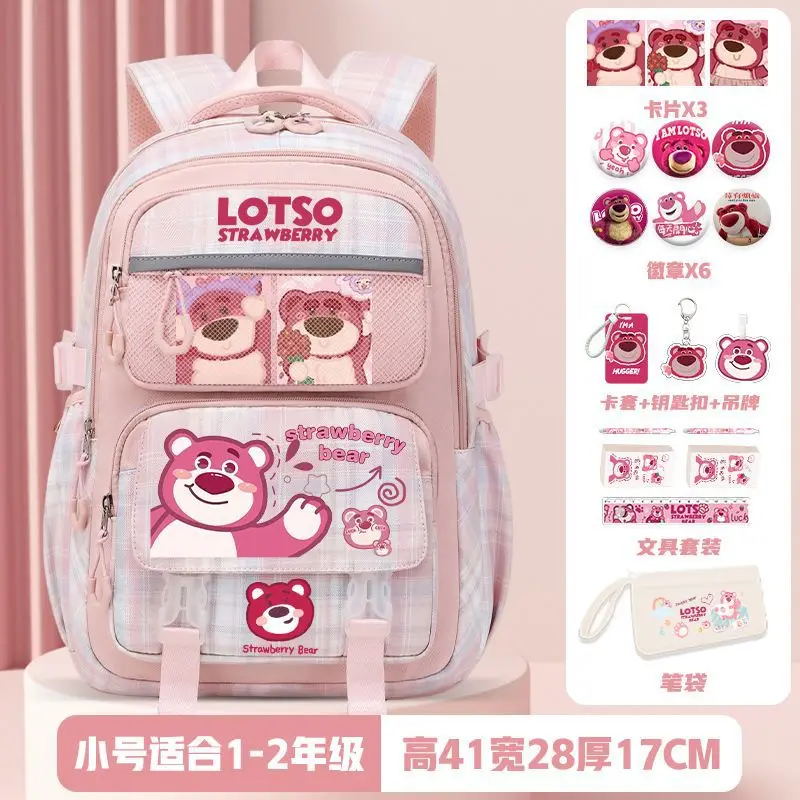 sanrio-new-strawberry-bear-cartoon-children's-backpack-backpack-large-capacity-student-schoolbag-cartoon-backpack