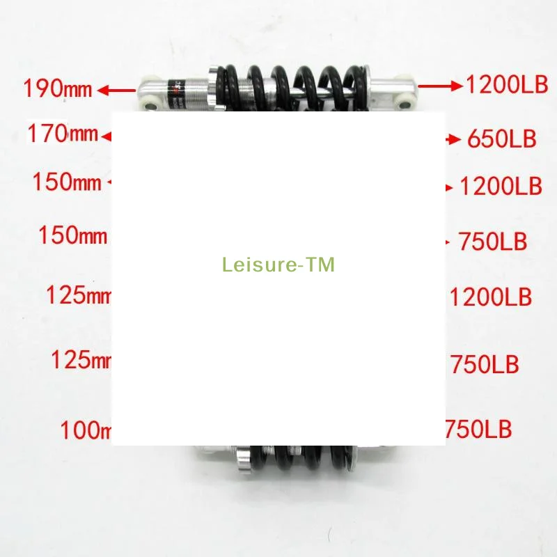 뜨거운 판매 1Pcs 안정적인 서스펜션 스프링 충격 흡수 장치 100/125/150mm 500/750/1200LBS 자전거 충격 흡수 장치 8mm 구멍 쉬운 설치