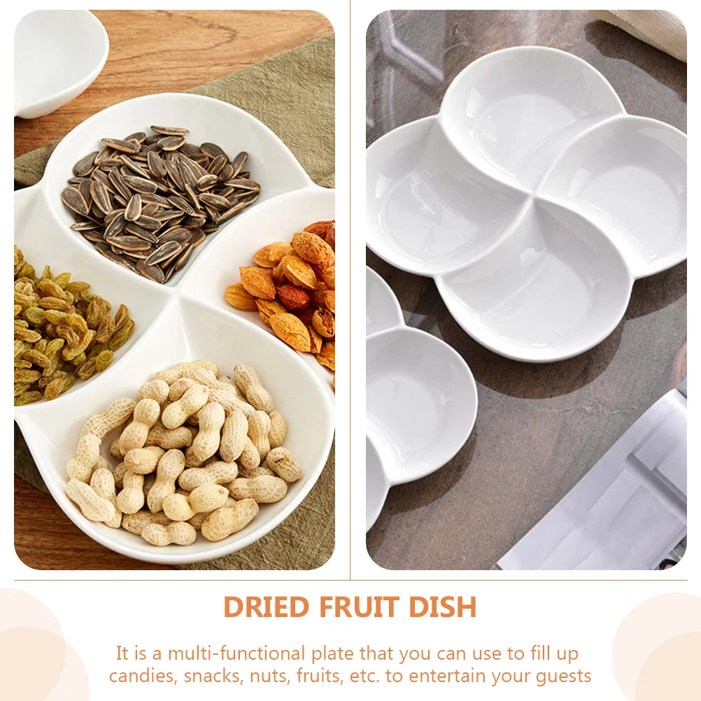 Four Compartments Snack Plate Melamine Material Fruit Dish Candy Holder Dried Fruit Bowl Serving Plates Kitchen Dining Bar