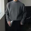 Autumn Winter Fashion Half High Collar Long Sleeve Solid Pullovers Men's Clothing Korean Bottoming Shirt All-match Knitting Tops 3