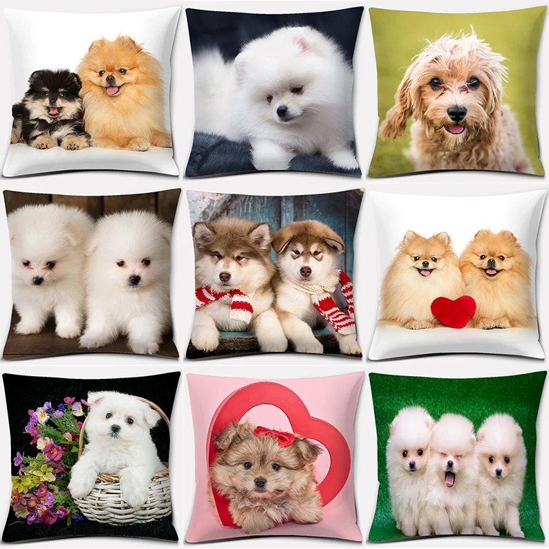 

Square Decorative Pillow Case, Dog Pattern, Pillow Case, Living Room Sofa Cushion, Pillow Case, Pillow, Home Decoration