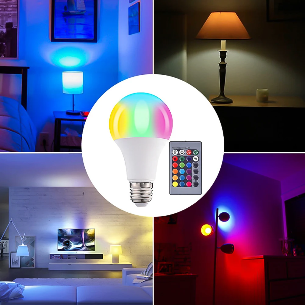 E27 RGB LED Light Bulb 9/12/15W 220V Vivid Multicolor Spotlight with Remote for Bedroom Party Trendy Home Decoration