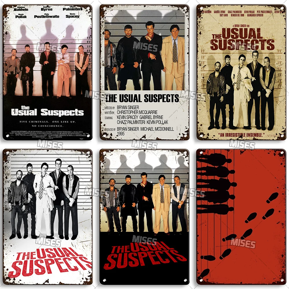 MISES 클래식 영화 평소 Suspects 금속 사인 장식 플레이트, 녹슨 금속 플라크 바 홈 금속 주석 사인 카페 금속 포스터