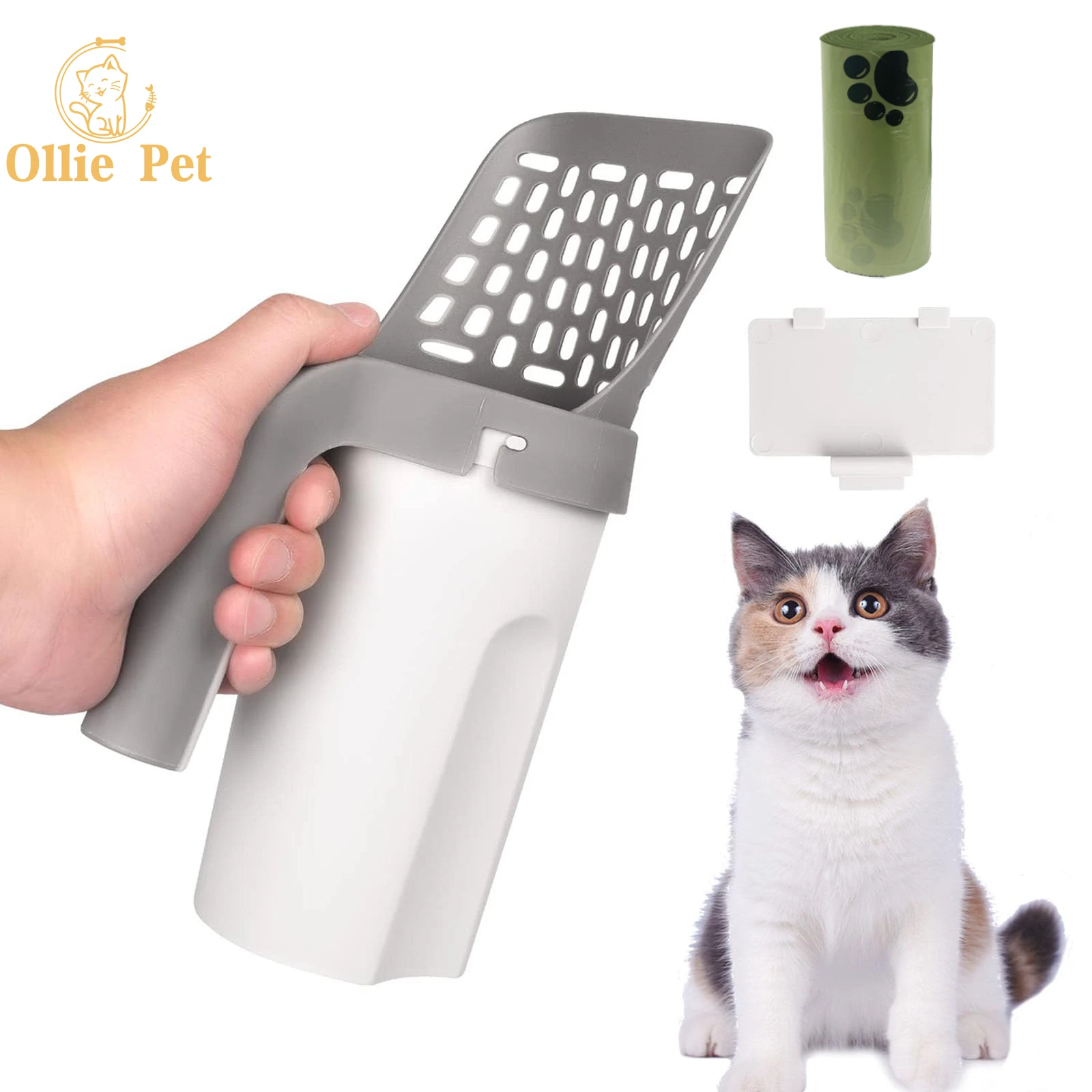 

Cat Litter Scoop Removable Portable Cats Sand Shovel Toilet Garbage Picker Filter for Pet Cat Litter SandBox Bin Self Cleaning