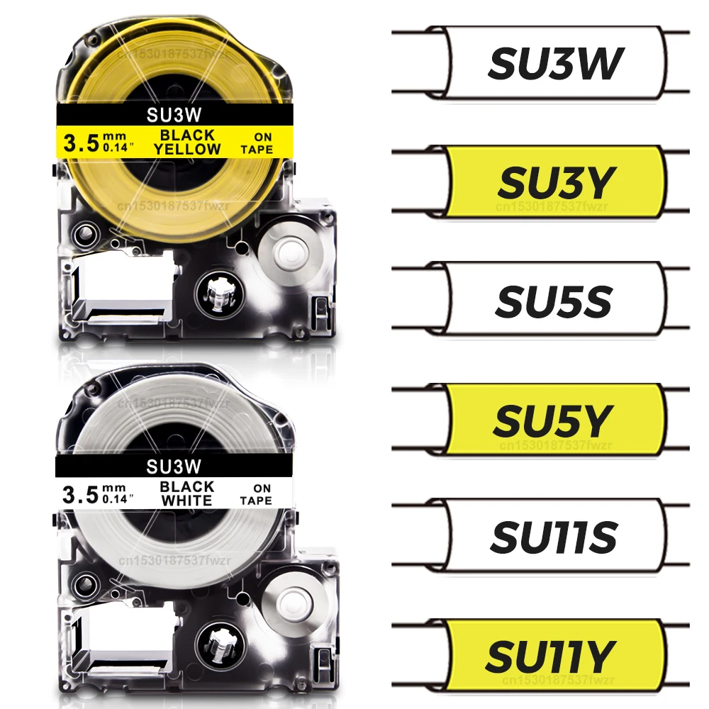 엡손 LW-300 LW-400 라벨 프린터용 열 수축 튜브, SU5S, SU5Y, SU3W, SU3Y, SU11S, SU11Y, 3.5mm, 5mm, 11mm 라벨, 1PK 호환