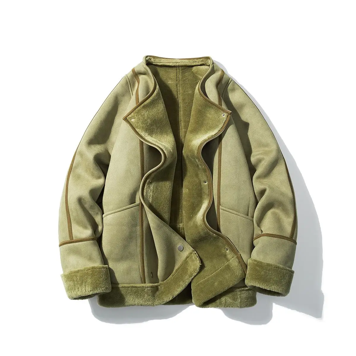 

Новинка, зимняя Толстая теплая замшевая куртка из 2022 хлопка и шерсти, коричневое пальто, куртка из искусственной кожи на флисе, мотоциклетное пальто 8708P158