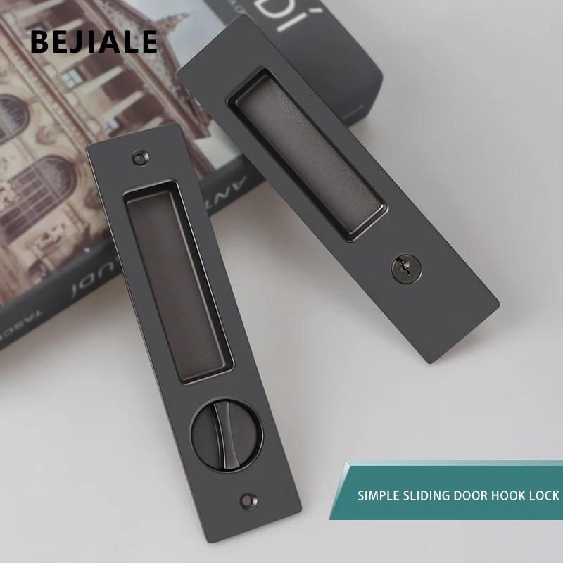 BEJIALE Sliding Door Lock Sliding Door Lock Black Indoor Balcony Kitchen Handle Bathroom Key Mobile Hook window door locks