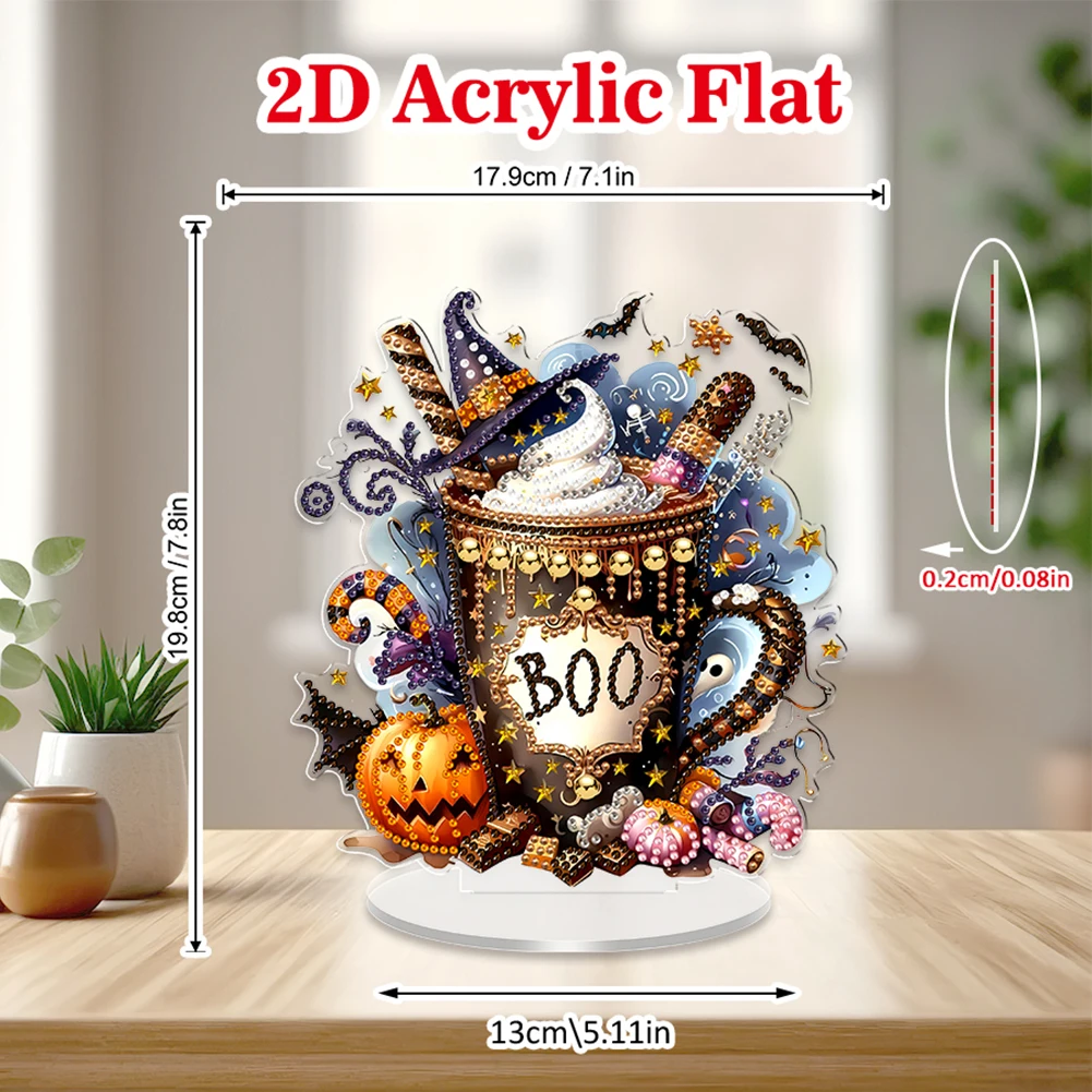 2D Flat Halloween DIY 5D DIY Diamond Art Tabletop Decorations Diamond Painting Desktop Decorations for Home Office Desktop Decor