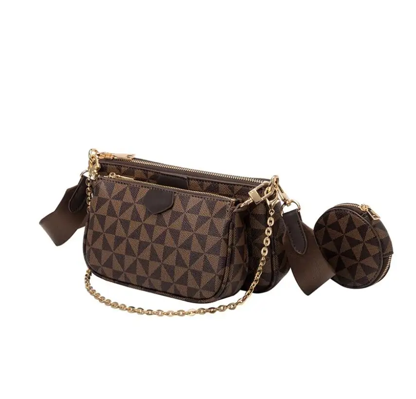 Fashion Luxury Small Leather Women's Bag Handbag Brand Designer 3-IN-1 Messenger Crossbody Strap Chains Top Handle Shoulder Bag