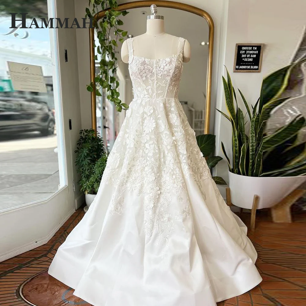 HAMMAH Vintage Scoop Neck Wedding Dresses A-line Sleeveless Corset  Appliques SatinVestido De Casamento Customised Drop Shipping - AliExpress  320