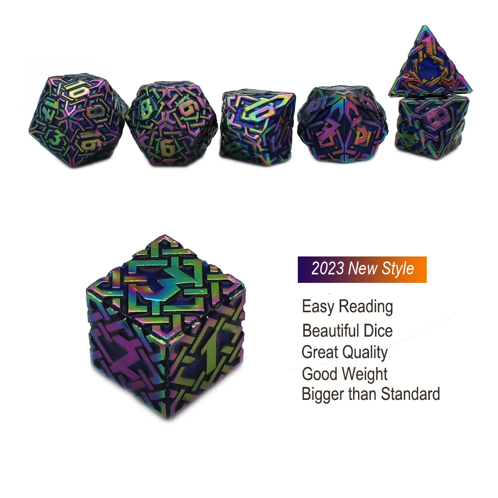 7PCs Metal Dice Dnd Set Solid Polyhedral D&D Dice DND For Role Playing Game Rpg Rol Pathfinder Board Game game dice,dice set