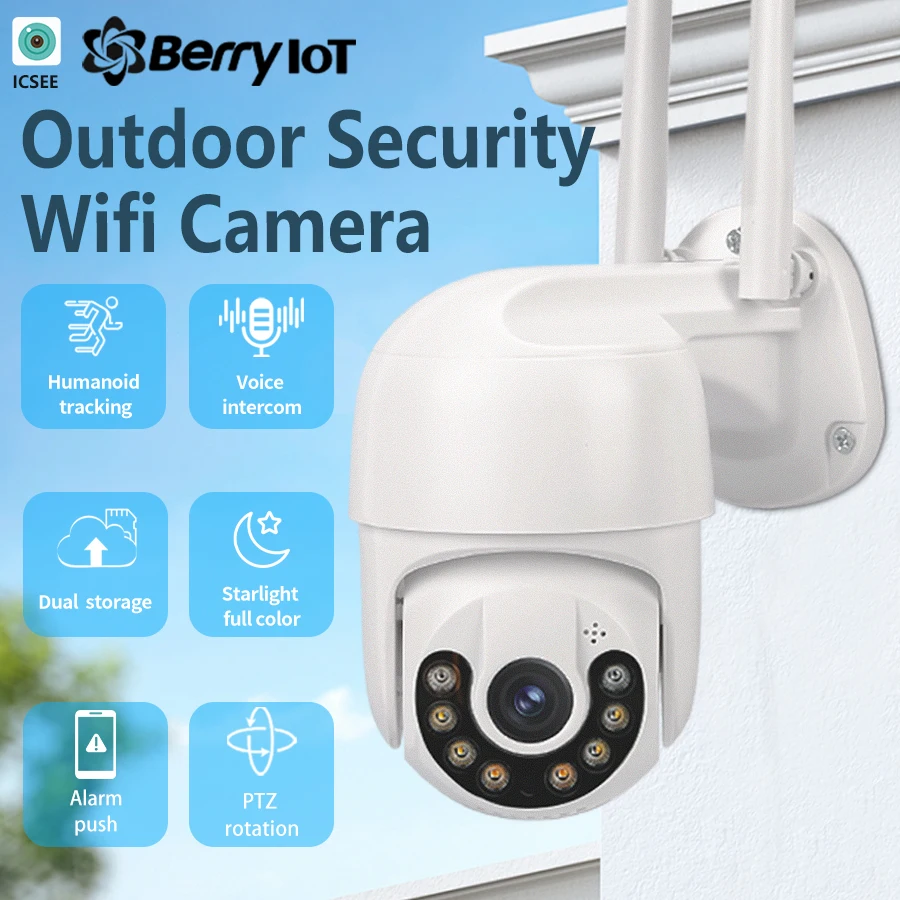 2MP 실외 무선 WIFI 감시 카메라 풀 컬러 야간 투시경 CCTV 베이비 모니터 양방향 음성 자동 추적 ICSEE