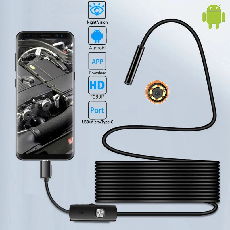 Waterproof HD Endoscope Camera - Versatile USB Type C & Micro Compatibility