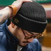 Maden Warm Knit Hat for Men and Women Black Windproof Mask Casual Beanie Outdoor Cycling Headgear Mask Skullies Autumn Winter