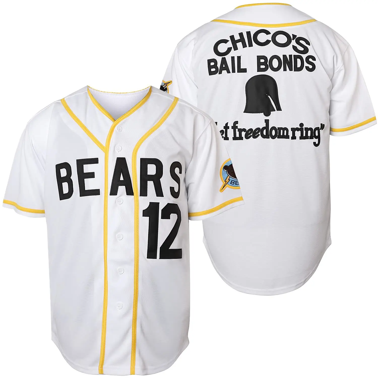 BAD NEWS BEARS MOVIE BUTTON DOWN JERSEY #3 Leak #12 Tanner Boyle White black Movie Stitched Baseball Jersey Stitched Logo