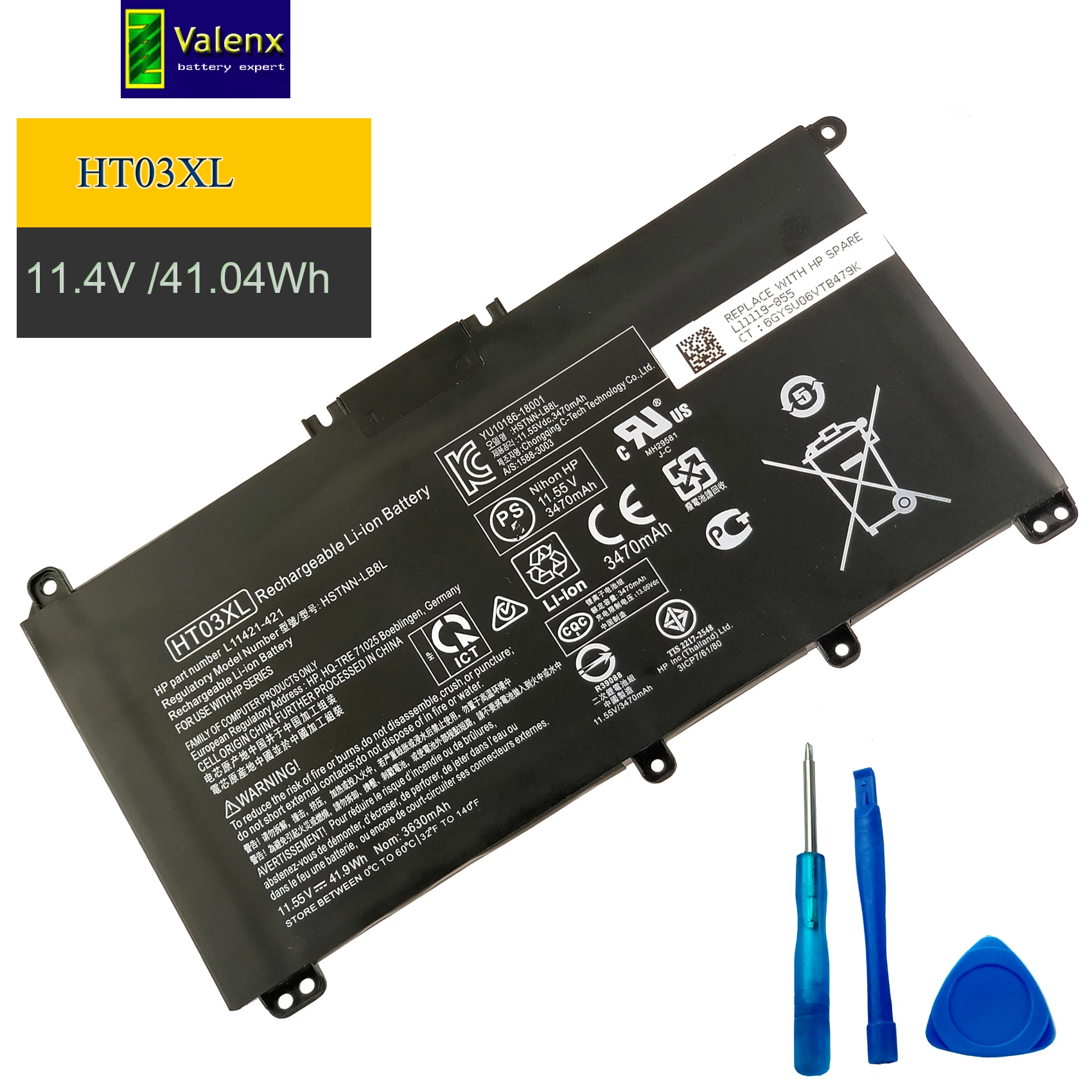 

HT03XL HT03 Battery for HP Pavilion 14-CE0001LA Pavilion 14-CE0014TU Pavilion 14-CE0010CA HSTNN-LB8L L11421-421