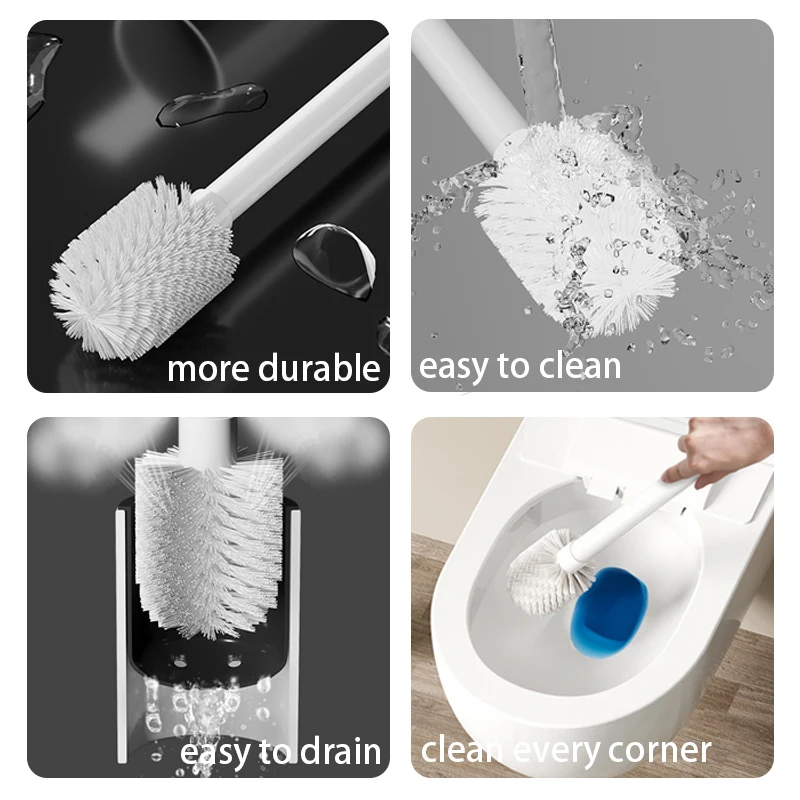 Bathroom Toilet Brush Holder Cleaning Tools Space Aluminum Wall Mounted No Drill Durable Vertical Toilet Brush black Accessories bathroom accessories toilet brush set toilet brush holder