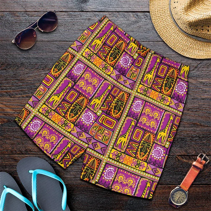 3D Printing African Ethnic Stripe Short Pants Men Women Exquisite Pattern Swim Trunks Summer Hawaiian Oversized Beach Shorts 4