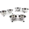 Pet Bowl Stainless Steel Pet Dogs Cat Double Bowls Durable Iron Stand Food Water Dishes Anti Slip Puppy Feeder Pet Supplies 3