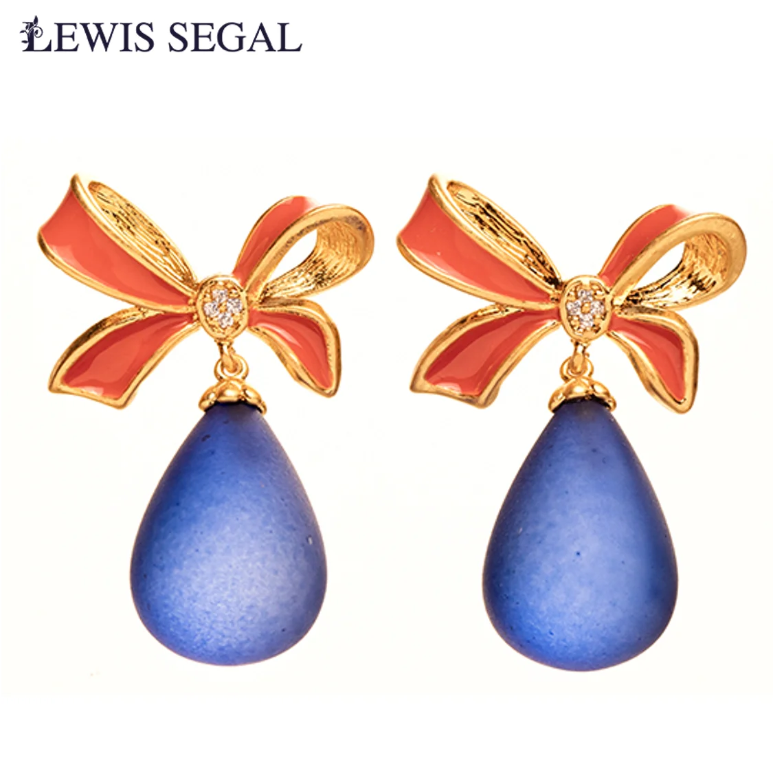 

LEWIS SEGAL Enamel Bow-shaped Stud Earrings For Women Independent Girl Medieval Style Matte Brushed Glaze 18K Real Gold Plated