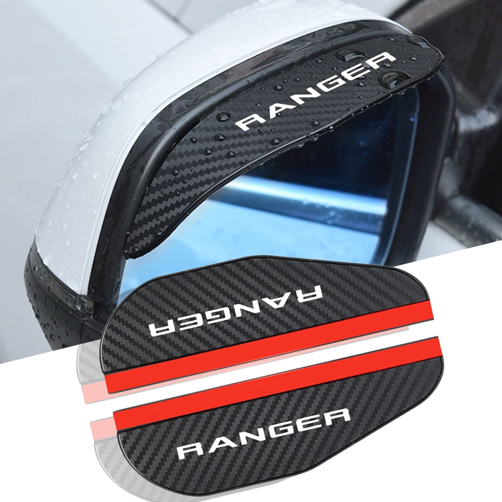2Pcs car accessoires Awnings Shelters Rearview Mirror Rain Cover Carbon Fiber Side For Ford RANGER car sticker Accessories
