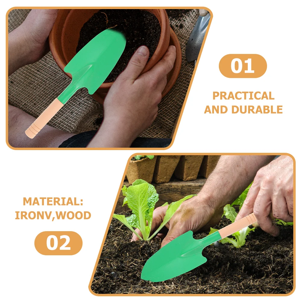 8 Pcs Wooden Handle Garden Trowel Tool Planting Spade Potting Manual Shovels for Digging Gardening