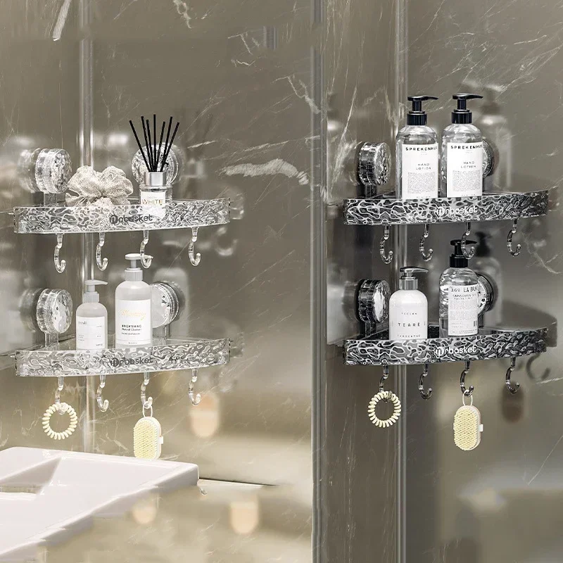 Bathroom Storage Rack Wall Mounted Non Perforated Household Strong Suction Cup Storage Rack Bathroom Toiletries 6