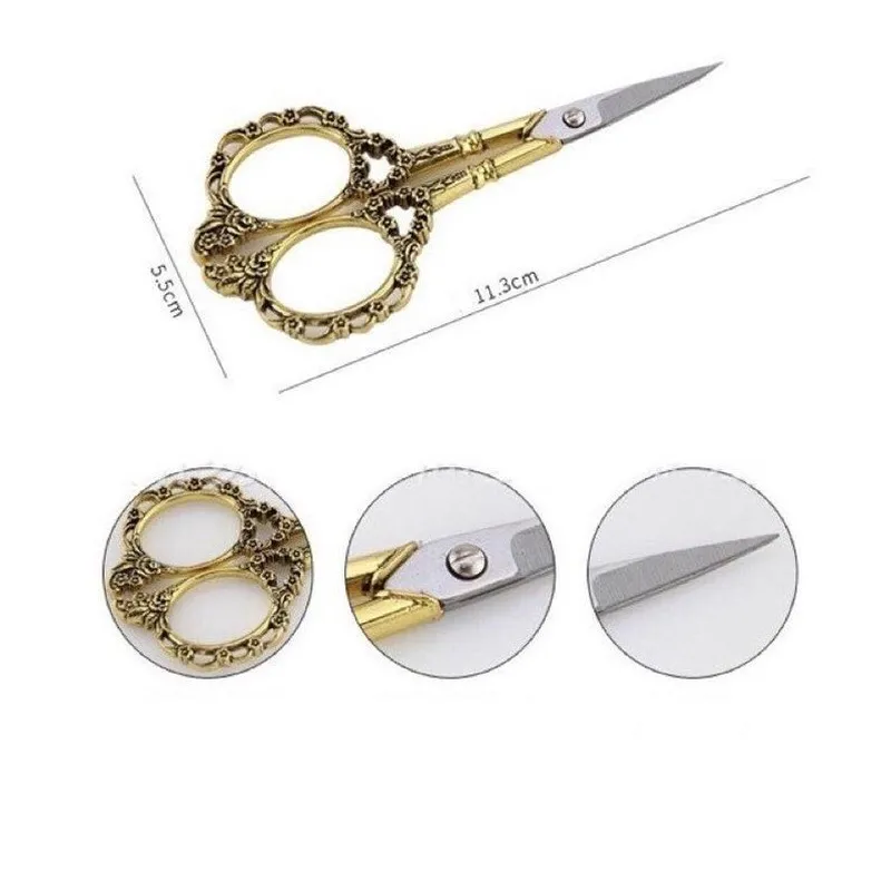 Vintage Plum Blossom Scissors Retro European Manicure Stainless Steel Scissor 7.8*15cm Long Head Sewing Trimmer Metal Scissor #T 6
