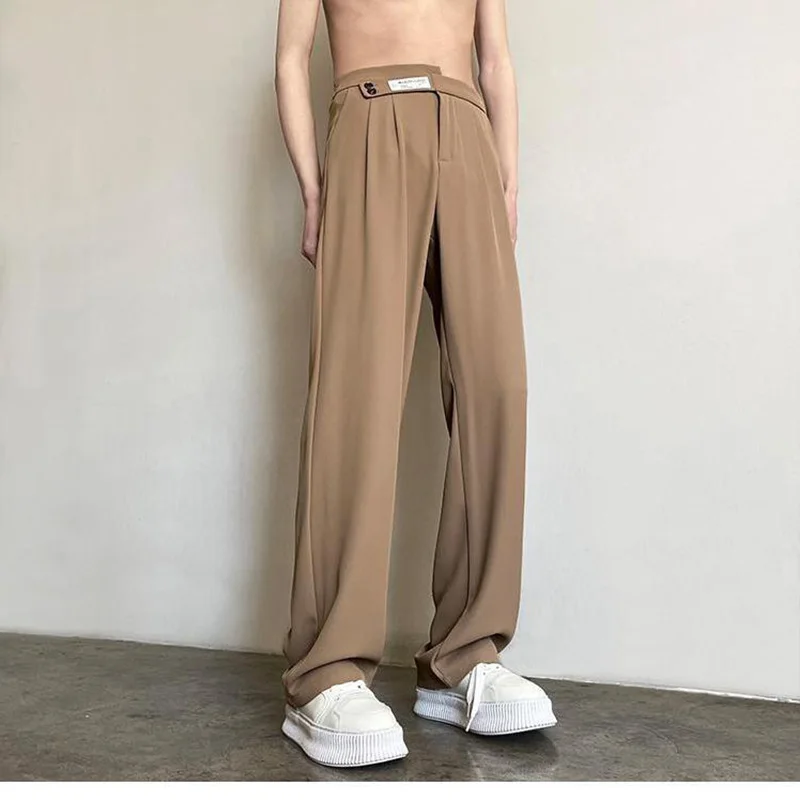 KPOP Fashion Style Harajuku Slim Fit Trousers Loose All Match Straight Cylinder Casual Pants Ice Silk Wide-leg Western Pants