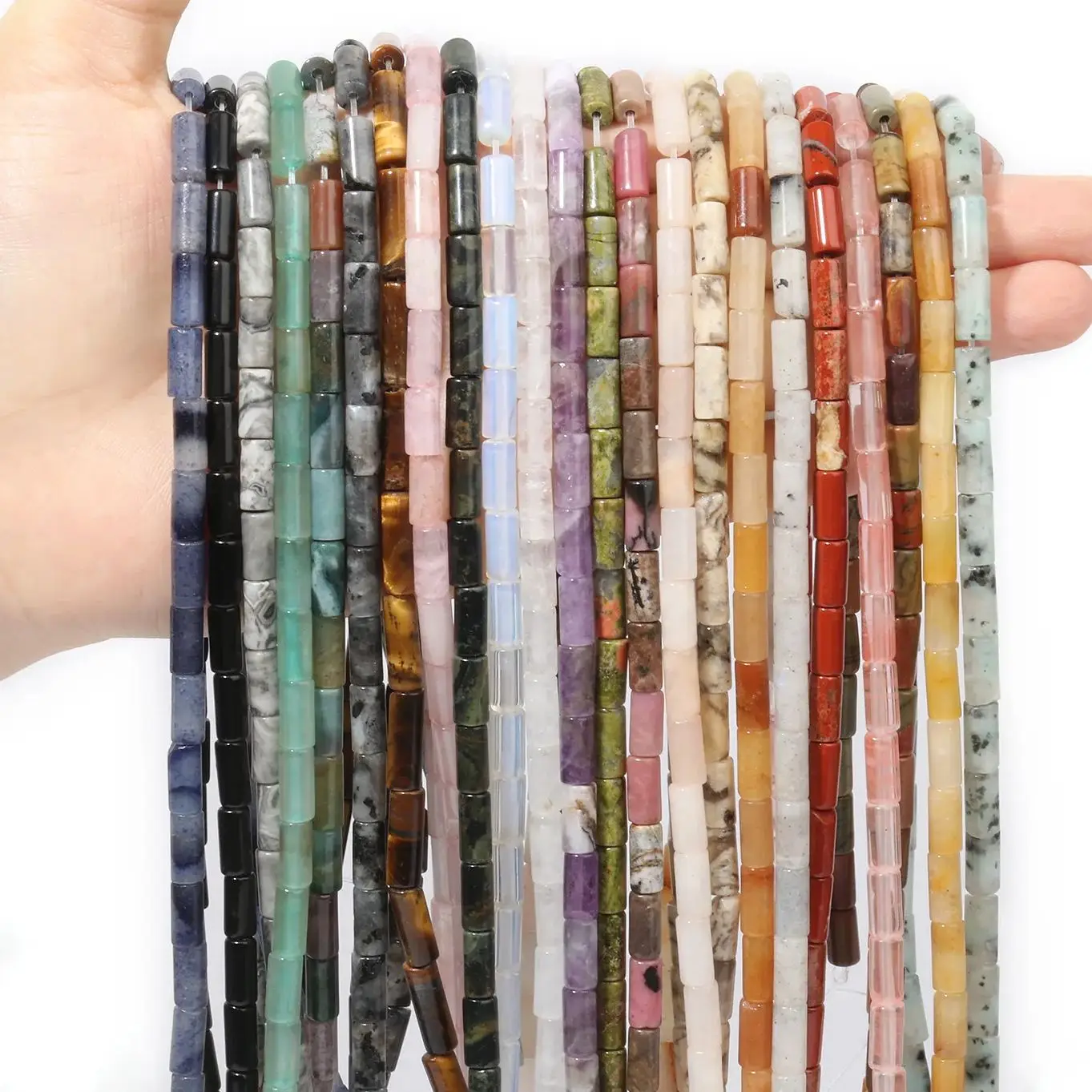 

9x4mm Natural Stone Tube Cylinder Tiger Eye Crystal Jades Agates Opal Loose Spacer Beads Jewelry Making DIY Bracelet Accessory