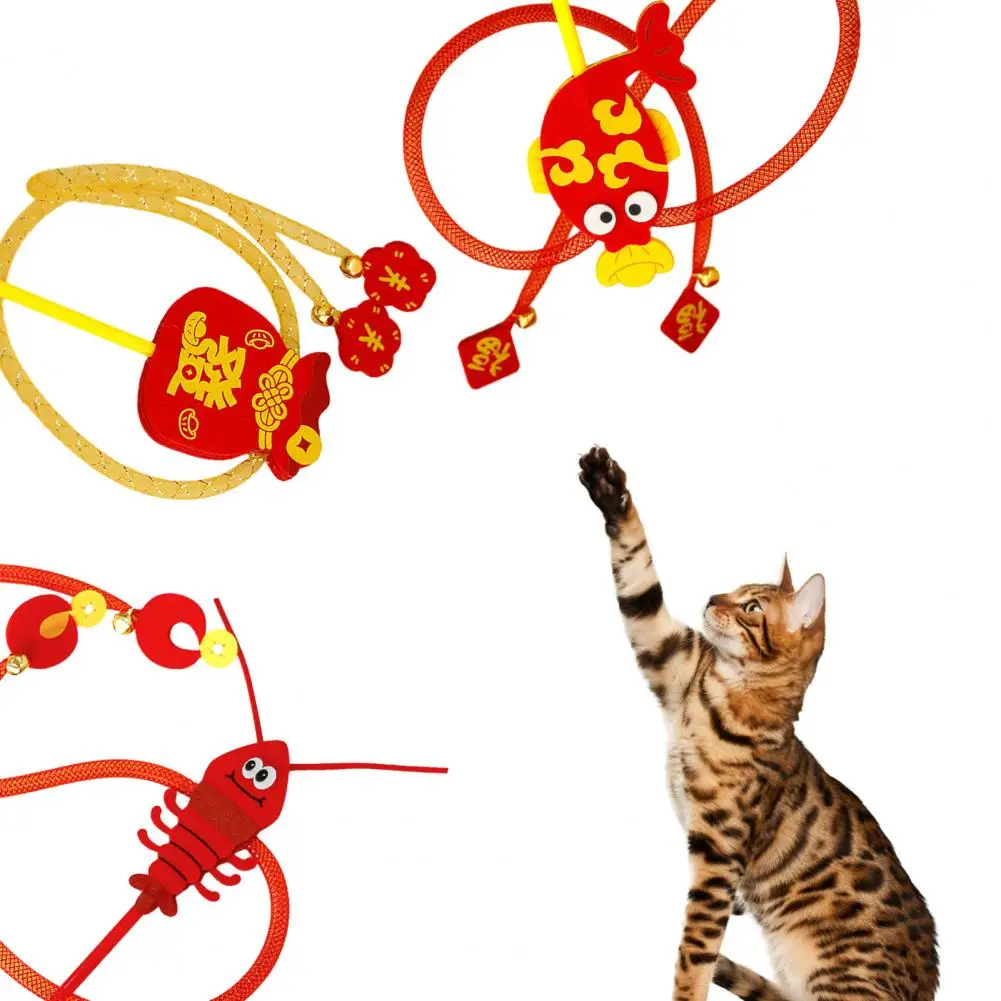 

Bite-resistant Cat Toy Bite-resistant Cat Teaser Toy with Crisp Bells for Kitten Playing Cartoon Cat Stick Toy Pet for Fun