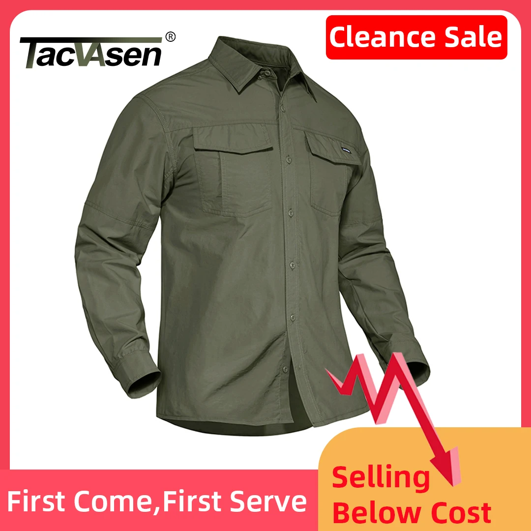 TACVASEN Summer Quick Dry Tactical Shirts Mens Lightweight Cargo