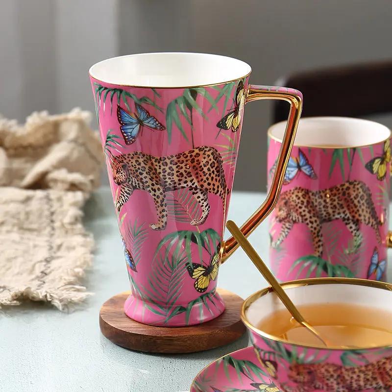 

Jungle Animals Mugs Bone China Teacup Saucer Milk Tea Mug Coffee Mug Coffeeware Teaware Set Afternoon Tea Sets Office Cups