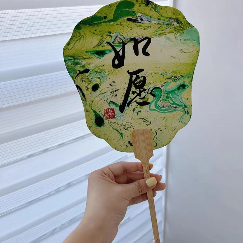 Round Rice Paper Fan for Handmade DIY Paintings and Calligraphy