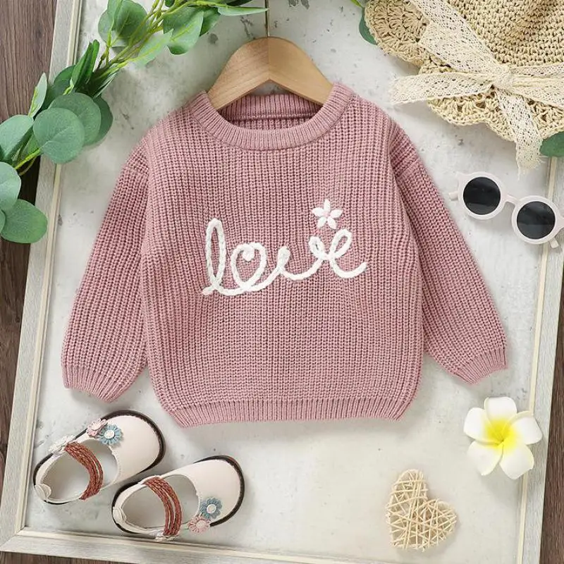 Autumn Winter Fashion Boy Children Cute Handmade Flower Knit Sweater Girl Baby Knitted Warm Pullover Shirt Infant Knitting Tops
