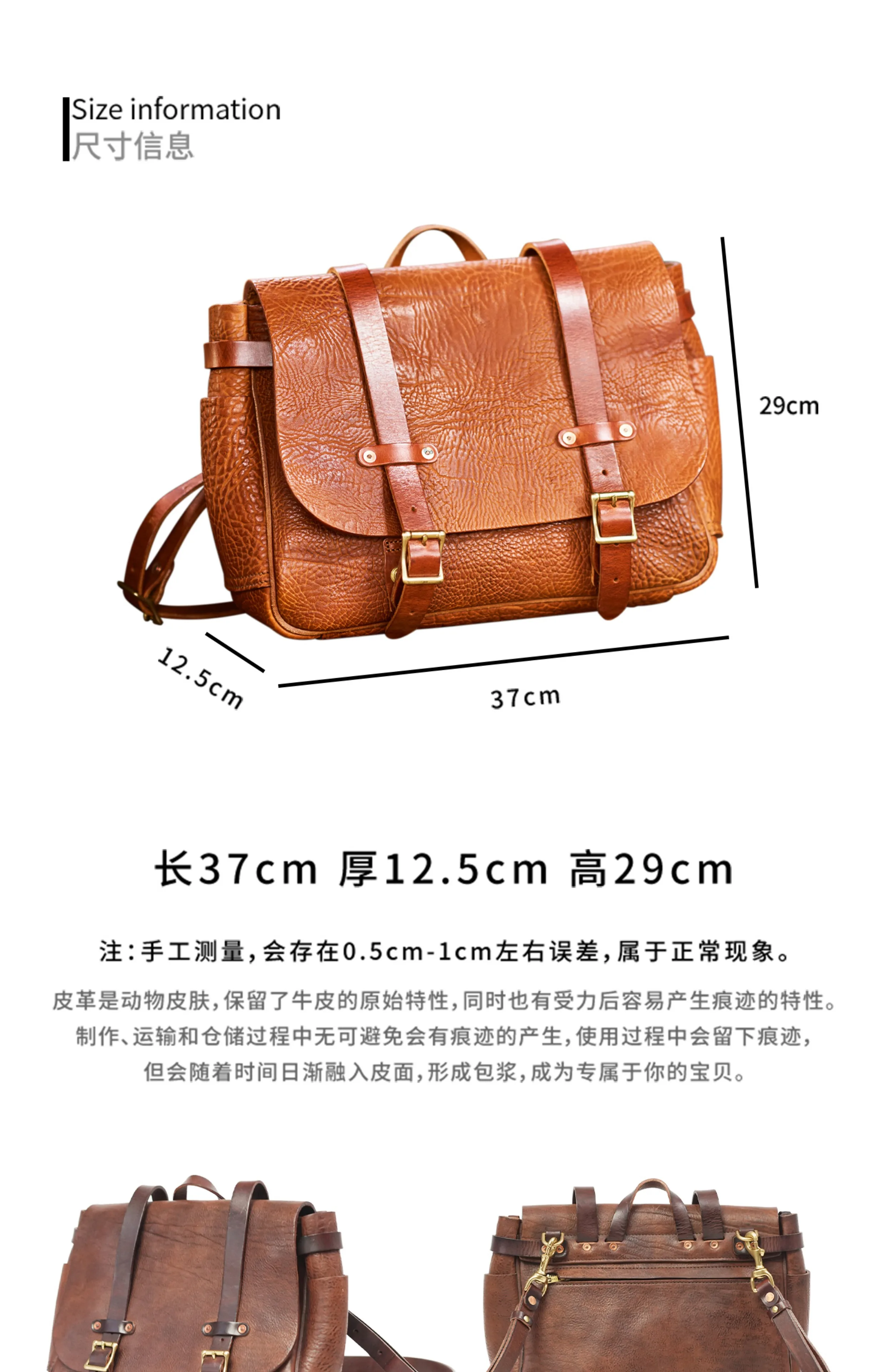 Business Vintage echtes Leder Herren Aktentasche Outdoor-Reise Designer handgemachte Luxusmarke echtes Rindsleder Umhängetasche – Detail 1