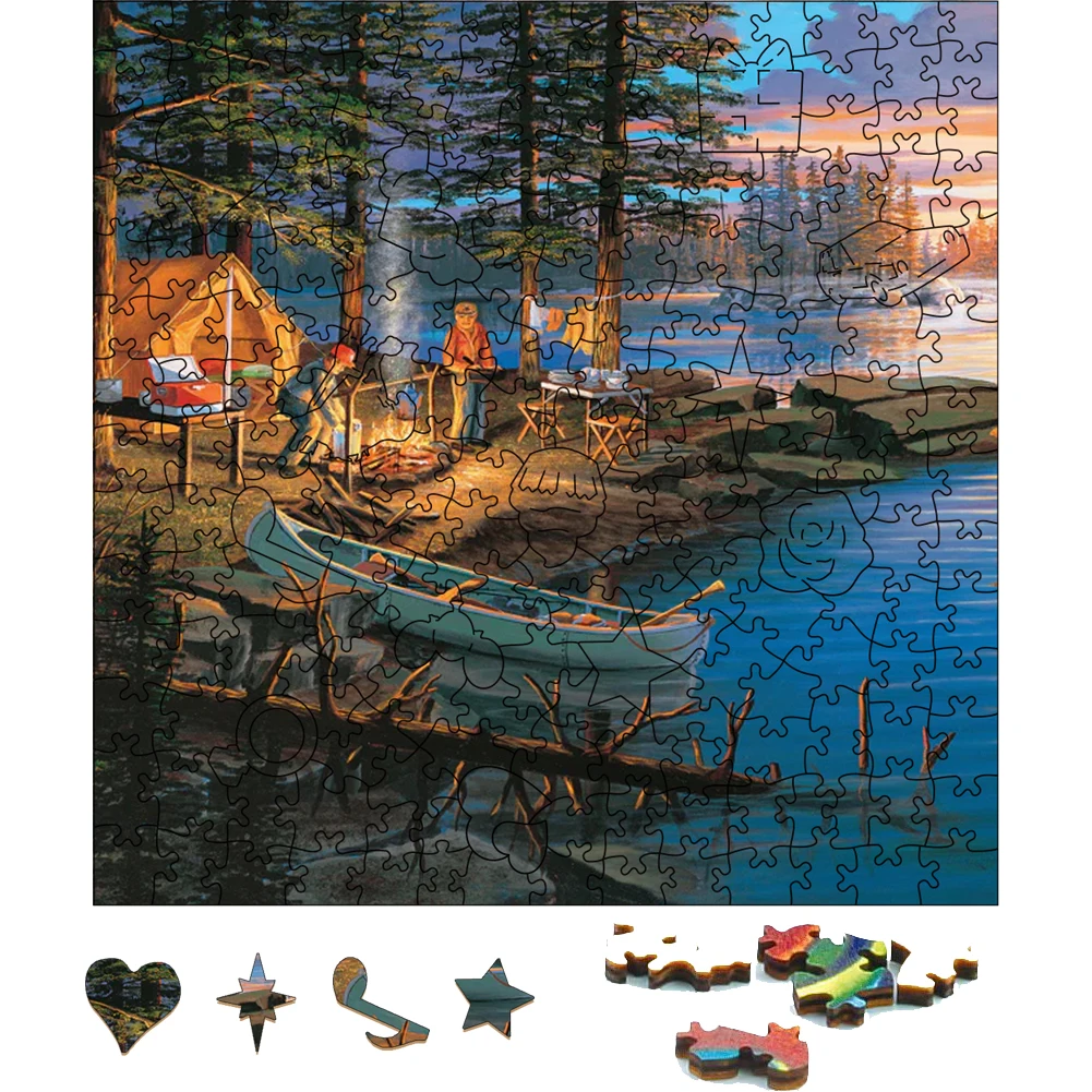 

Wooden Campfire By the Stream Jigsaw Puzzle For Festiva Gifts Wood Puzzles Board Game Wood Farm Puzzle Toys For Holiday