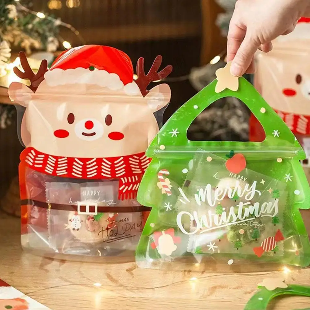 

10pcs Christmas Festival Gift Bags For Birthdays Party And Holiday Decor For DIY Candy Biscuit Cookies Chocolate Package T4Y8